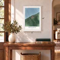 Beulah Beach, Ohio map, 12 x 18 inch print in a white frame in an entryway