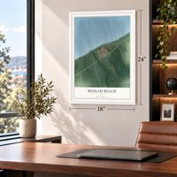 Beulah Beach, Ohio map, 18 x 24 inch print in a white frame in a home office