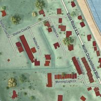Second close-up of the map of Beverly Beach, Florida print showing more streets and buildings