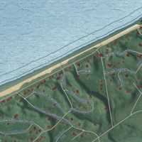 Second close-up of the map of Beverly Shores, Indiana print showing more streets and buildings
