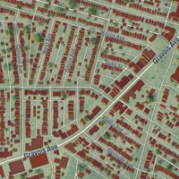 Second close-up of the map of Bevo Mill, Missouri print showing more streets and buildings