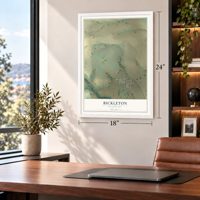Bickleton, Washington map, 18 x 24 inch print in a white frame in a home office