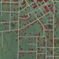 Second close-up of the map of Bicknell, Indiana print showing more streets and buildings
