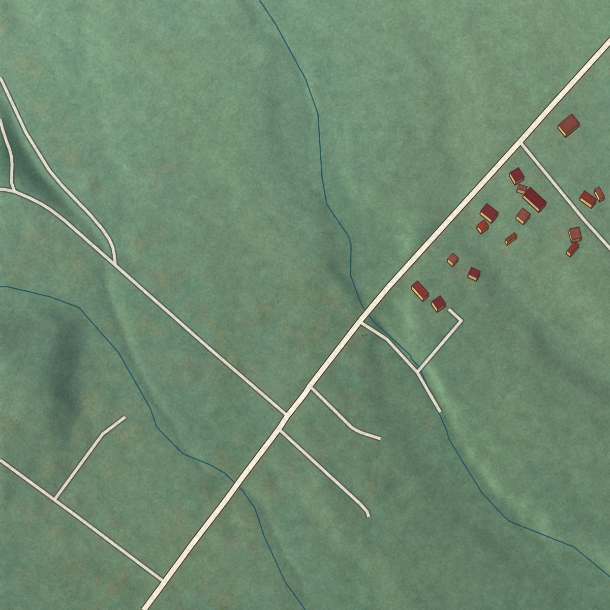 Second close-up of the map of Bier, Maryland print showing more streets and buildings