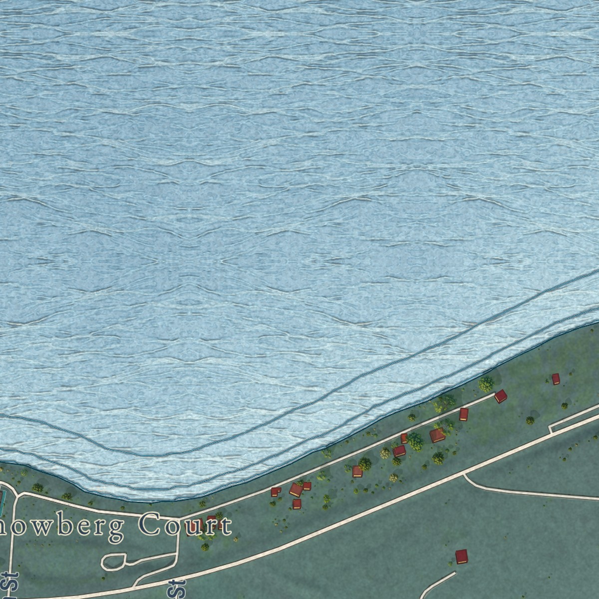 Second close-up of the map of Big Arm, Montana print showing more streets and buildings