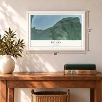 Big Arm, Montana map, 12 x 18 inch print in a white frame in an entryway