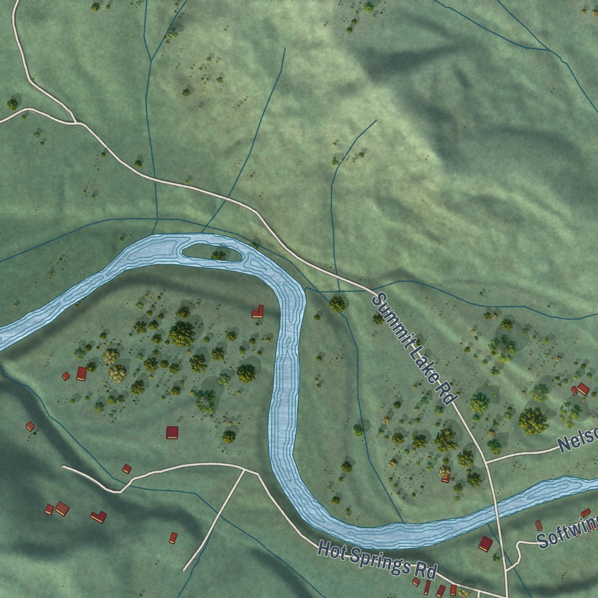 Second close-up of the map of Big Bend, California print showing more streets and buildings