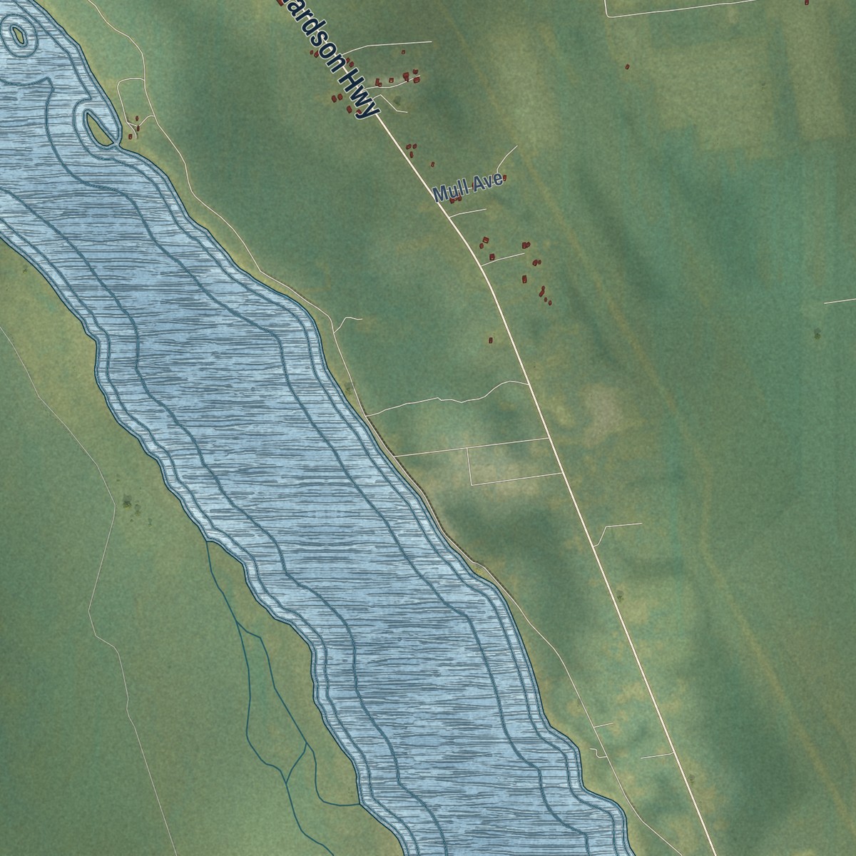 Second close-up of the map of Big Delta, Alaska print showing more streets and buildings