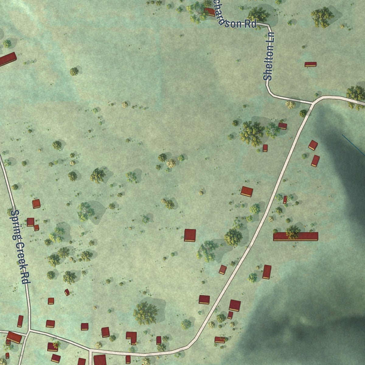 Second close-up of the map of Big Flat, Arkansas print showing more streets and buildings