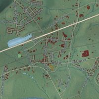 Second close-up of the map of Big Flats, New York print showing more streets and buildings