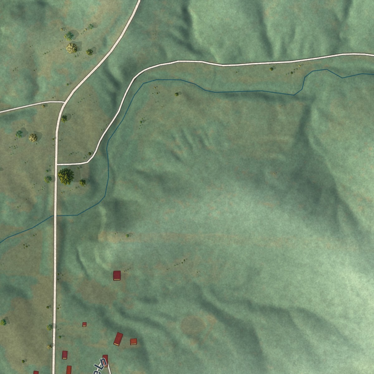 Second close-up of the map of Big Spring, Missouri print showing more streets and buildings