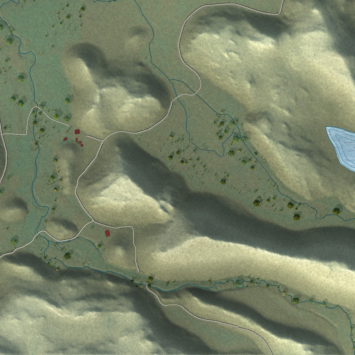 Second close-up of the map of Big Springs, California print showing more streets and buildings