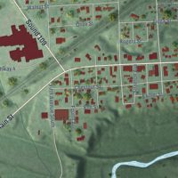 Second close-up of the map of Big Stone City, South Dakota print showing more streets and buildings