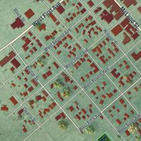 Second close-up of the map of Big Timber, Montana print showing more streets and buildings