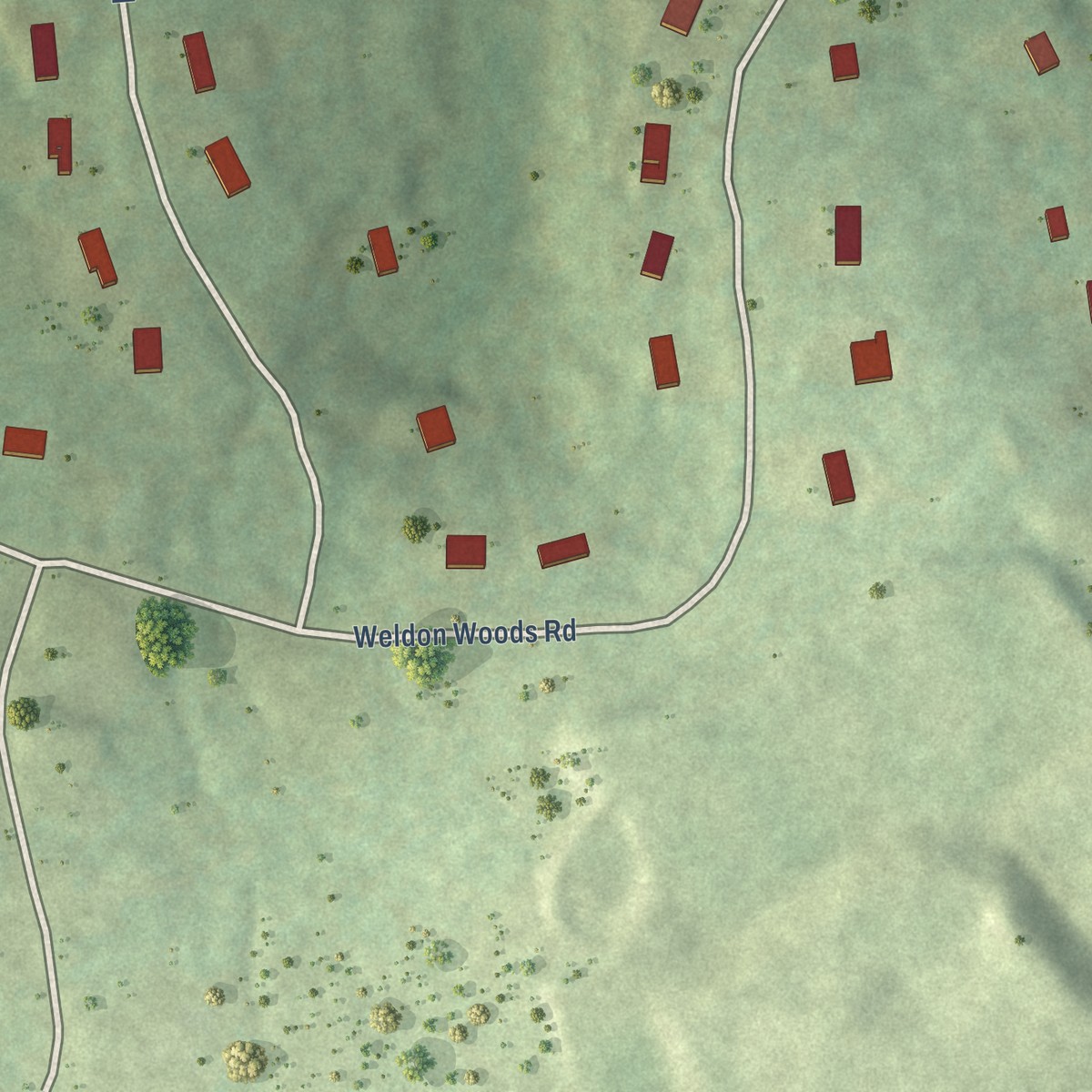 Second close-up of the map of Bigelow Corners, Connecticut print showing more streets and buildings