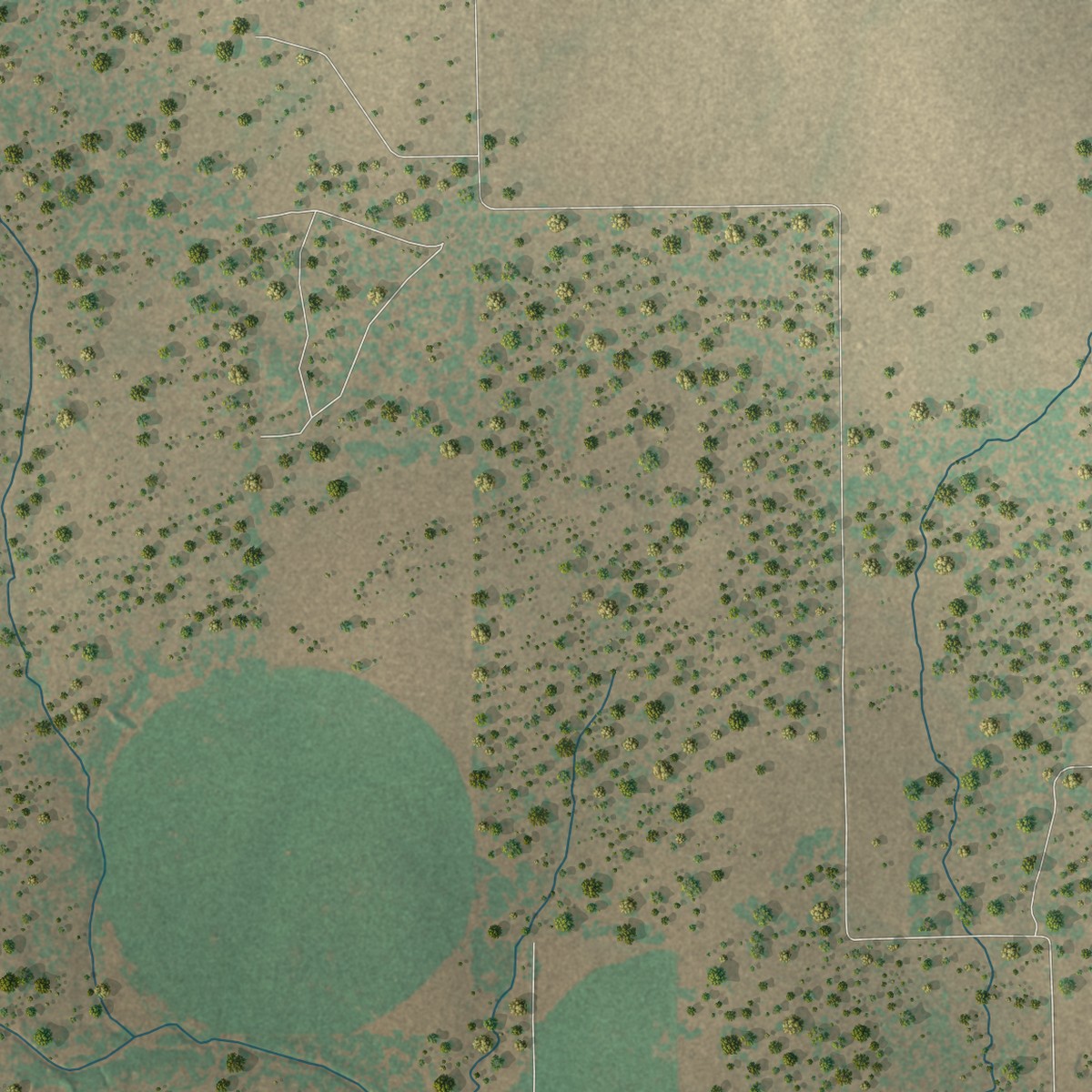 Second close-up of the map of Bigfoot, Texas print showing more streets and buildings