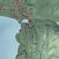 Second close-up of the map of Bigfork, Montana print showing more streets and buildings