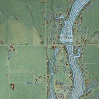 Second close-up of the map of Billings, Michigan print showing more streets and buildings
