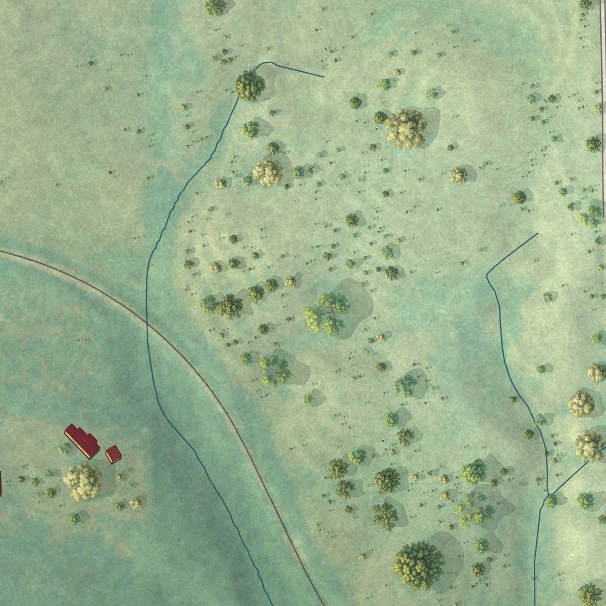Second close-up of the map of Billingsley, Alabama print showing more streets and buildings