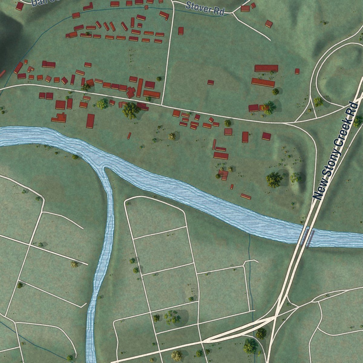Second close-up of the map of Biltmore, Tennessee print showing more streets and buildings