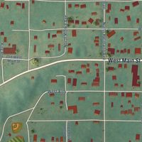 Second close-up of the map of Binger, Oklahoma print showing more streets and buildings