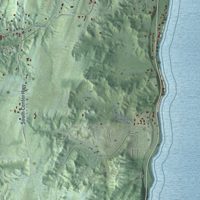 Second close-up of the map of Bingham, Leelanau County, Michigan print showing more streets and buildings