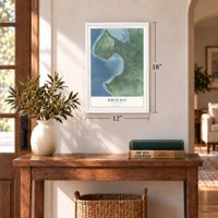 Birch Bay, Washington map, 12 x 18 inch print in a white frame in an entryway