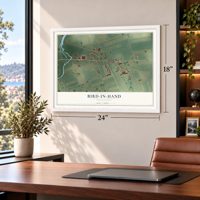 Bird-in-Hand, Pennsylvania map, 18 x 24 inch print in a white frame in a home office