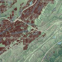 Second close-up of the map of Birmingham, Alabama print showing more streets and buildings