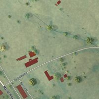 Second close-up of the map of Bishop, Georgia print showing more streets and buildings