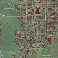 Second close-up of the map of Bismarck, North Dakota print showing more streets and buildings