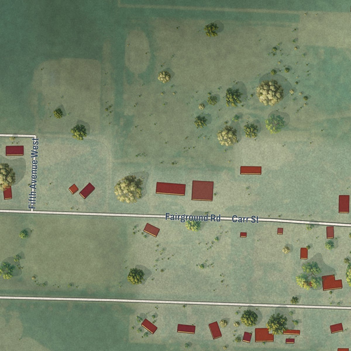 Second close-up of the map of Bison, South Dakota print showing more streets and buildings
