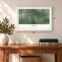 Bivins, Texas map, 12 x 18 inch print in a white frame in an entryway