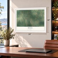 Bivins, Texas map, 18 x 24 inch print in a white frame in a home office