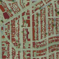 Second close-up of the map of Bixby Knolls, California print showing more streets and buildings