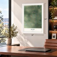 Bixby, Texas map, 18 x 24 inch print in a white frame in a home office