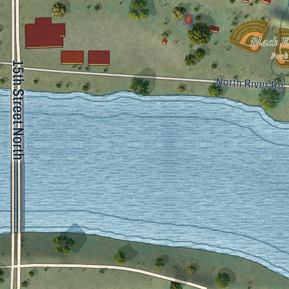 Second close-up of the map of Black Eagle, Montana print showing more streets and buildings