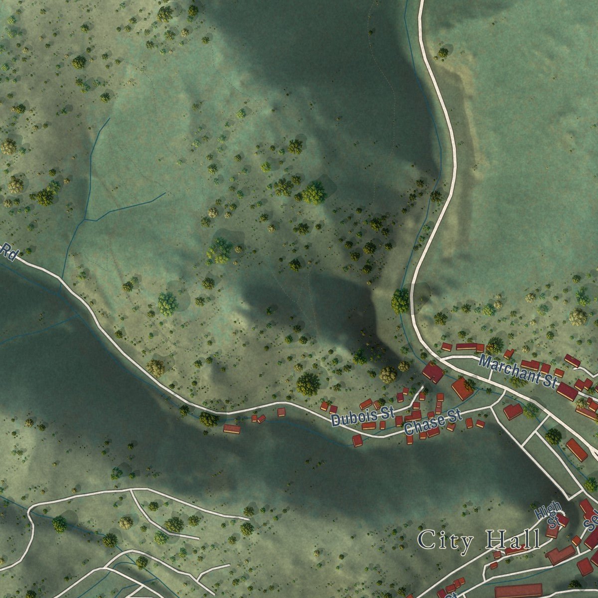 Second close-up of the map of Black Hawk, Colorado print showing more streets and buildings