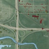Second close-up of the map of Black Oak, Indiana print showing more streets and buildings