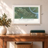 Black Point-Green Point, California map, 12 x 18 inch print in a white frame in an entryway