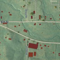 Second close-up of the map of Black Rock, Arkansas print showing more streets and buildings