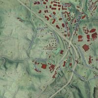 Second close-up of the map of Blacksburg, Virginia print showing more streets and buildings