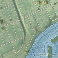 Second close-up of the map of Blades, Delaware print showing more streets and buildings