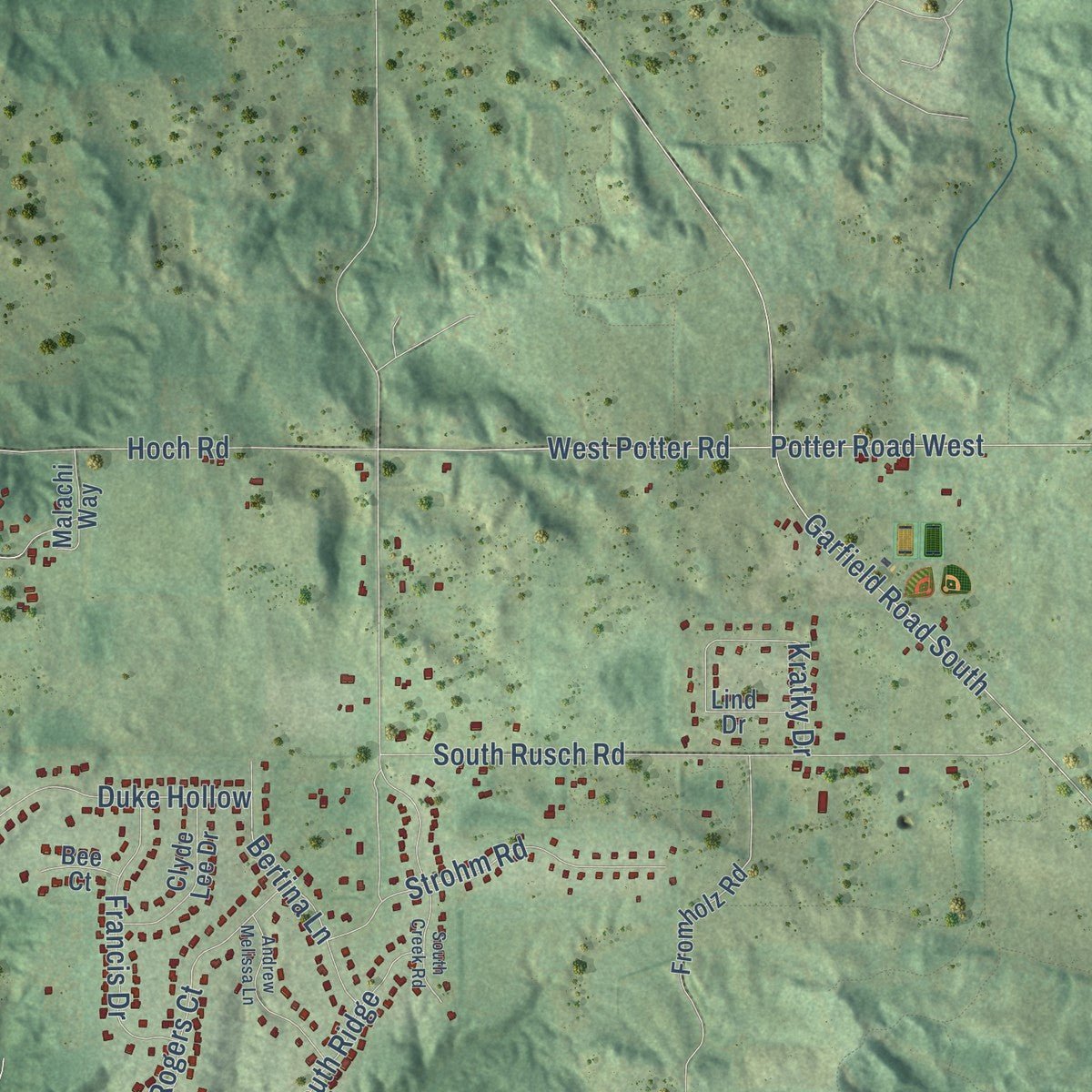 Second close-up of the map of Blair, Michigan print showing more streets and buildings
