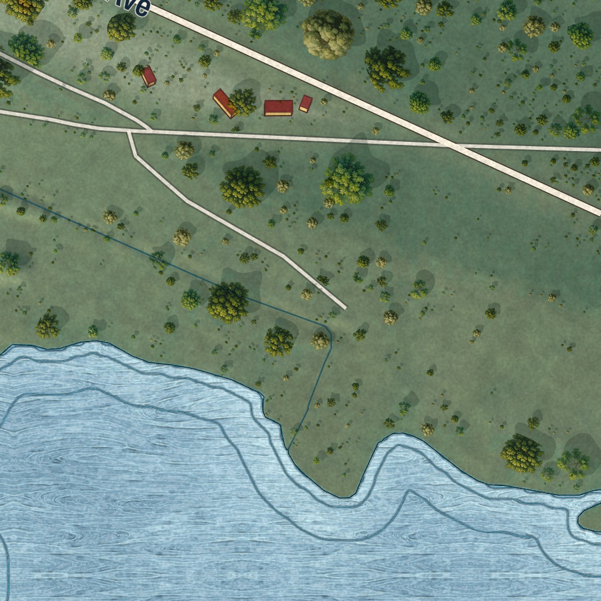 Second close-up of the map of Blanchard, Idaho print showing more streets and buildings