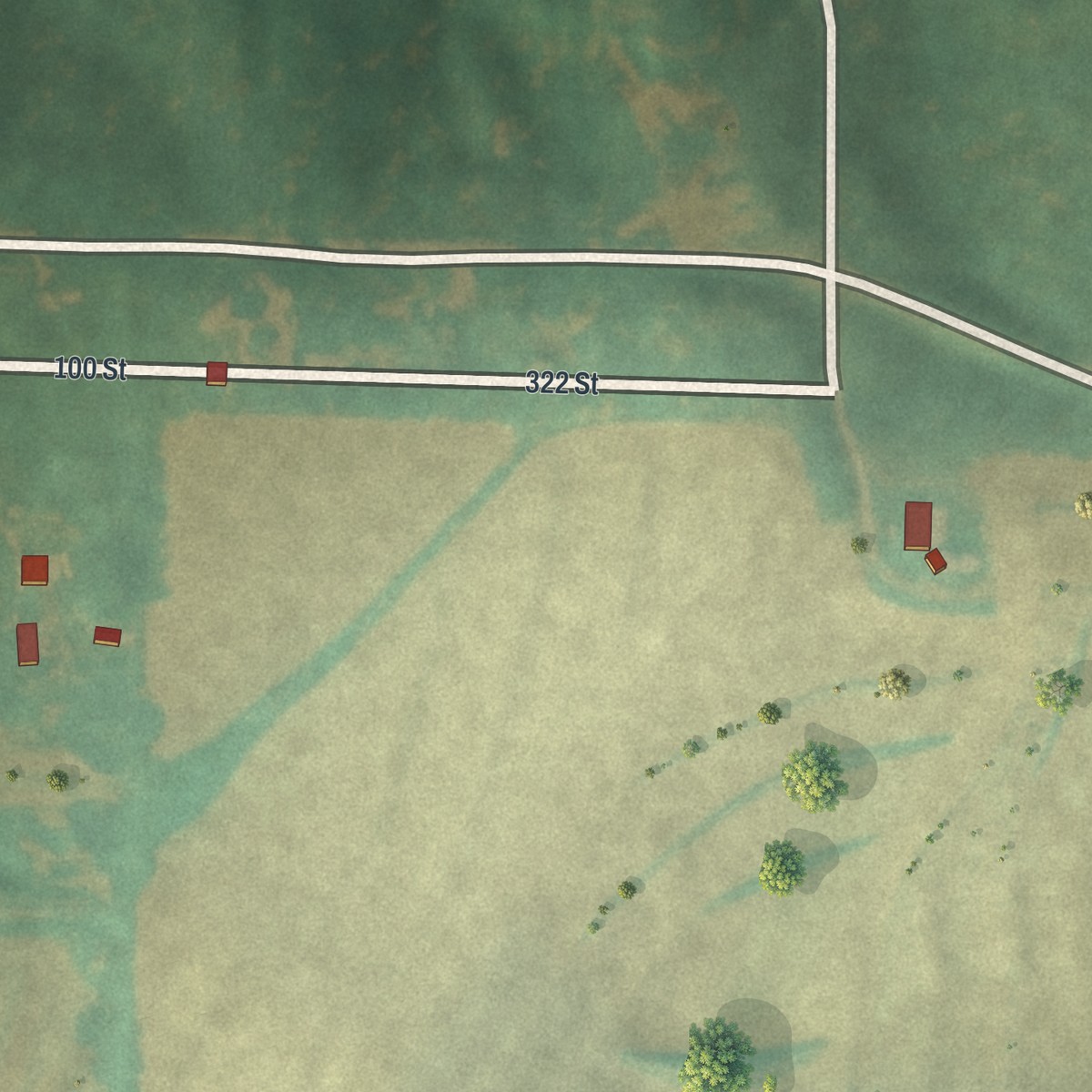 Second close-up of the map of Blanchard, Missouri print showing more streets and buildings