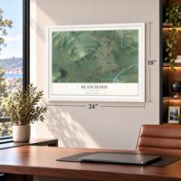 Blanchard, Pennsylvania map, 18 x 24 inch print in a white frame in a home office