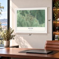 Bland, Missouri map, 18 x 24 inch print in a white frame in a home office