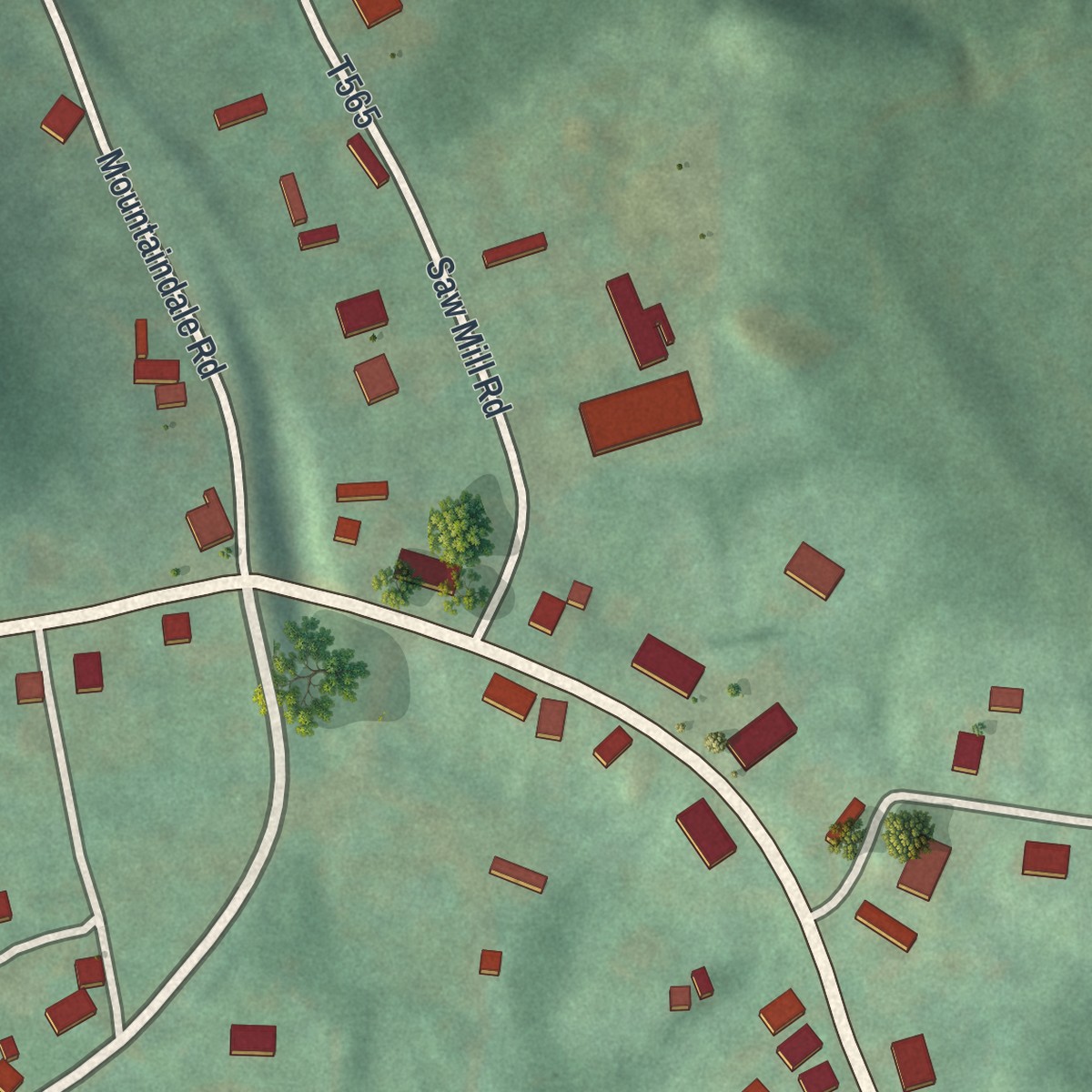 Second close-up of the map of Blandburg, Pennsylvania print showing more streets and buildings