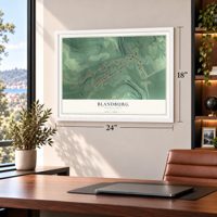 Blandburg, Pennsylvania map, 18 x 24 inch print in a white frame in a home office